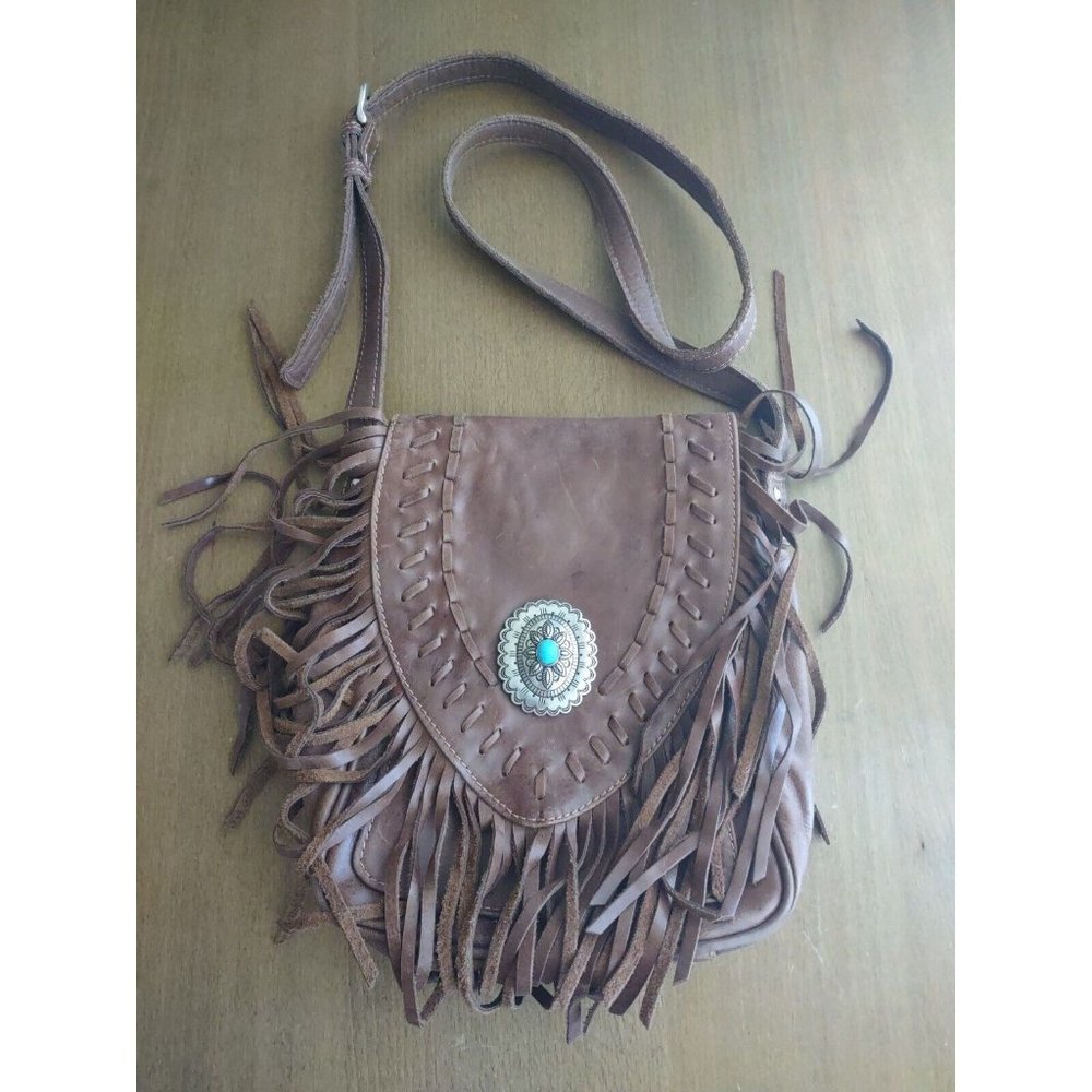 American West Seminole soft leather fringe Handbag 8587228 in tobacco brown